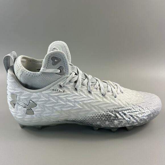 Under Armour Spotlight Clone 3 MC Men Size 8.5 White Silver Football Cleats NEW - Picture 1 of 6